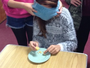eating blindfolded